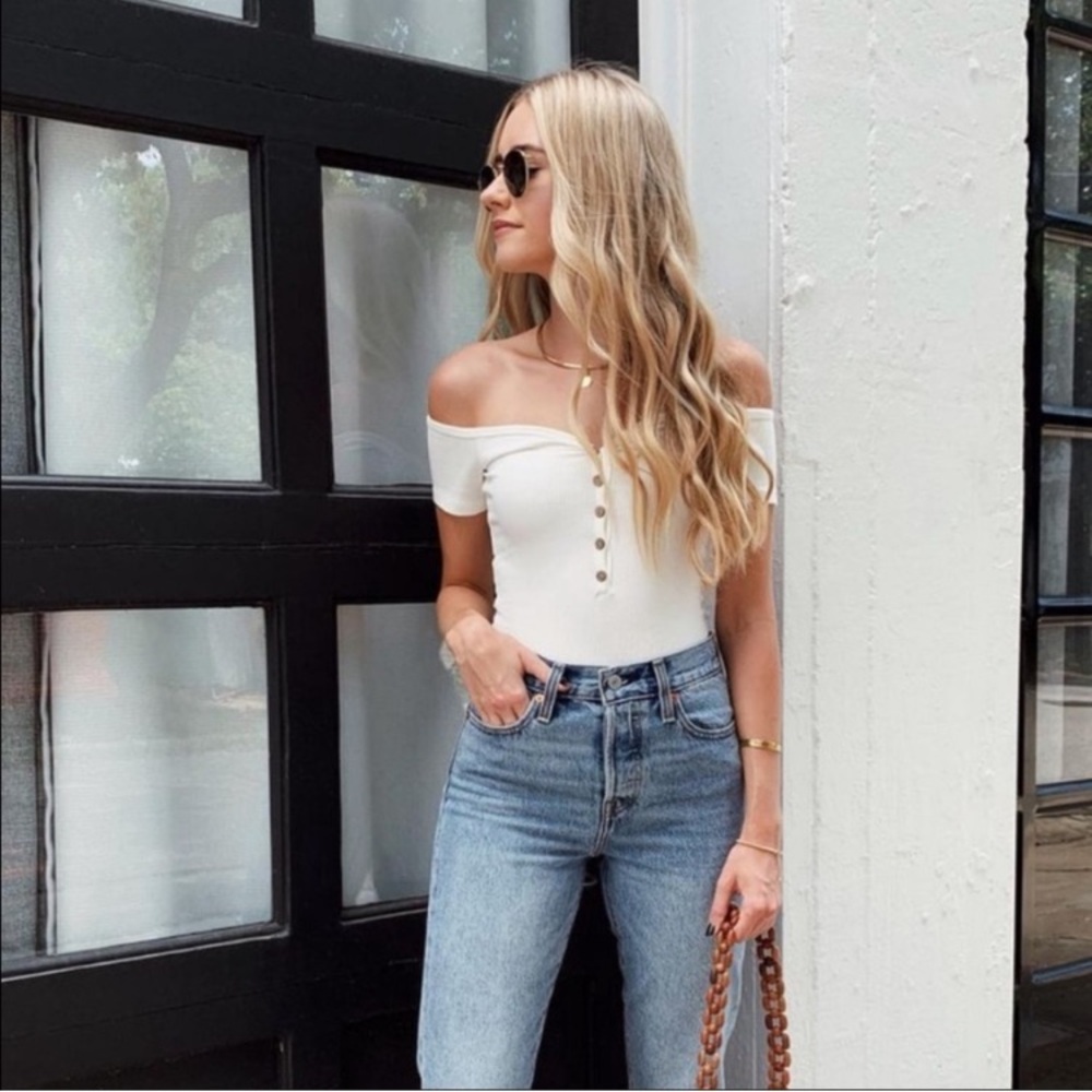 Sage the Label Off Shoulder Ribbed Bodysuit